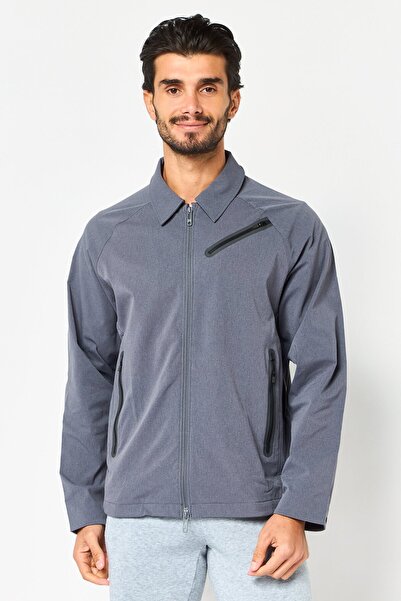 Under Armour جاكيت تدريب رجالي رياضي بأكمام طويلة، رمادي