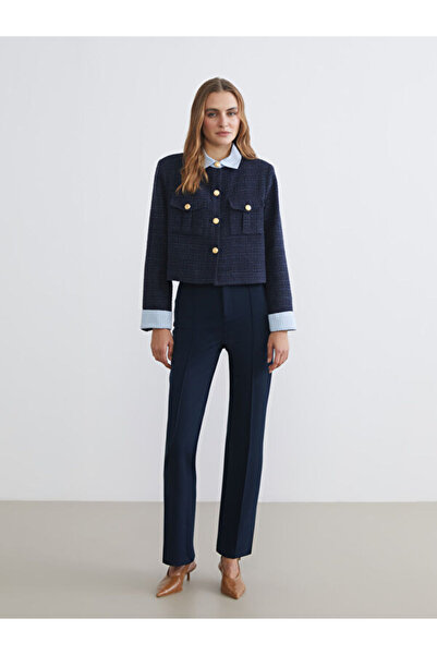 LC Waikiki Женско туидно сако с яка на риза