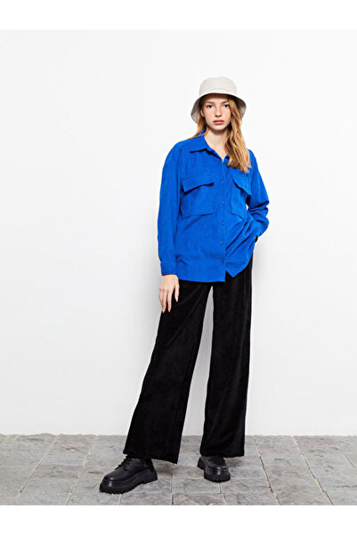 LC Waikiki Jachetă de cămașă supradimensionată din catifea cu mânecă lungă simplă