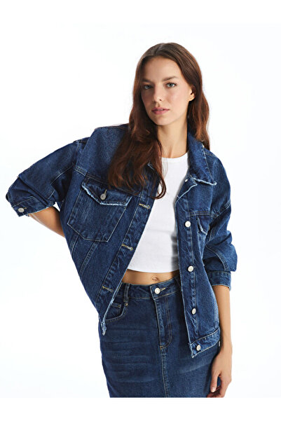 LC Waikiki Shirt Collar Oversize Women's Jean Jacket