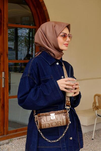 Levidor Dark Brown Double Sided Twill Silk Scarf