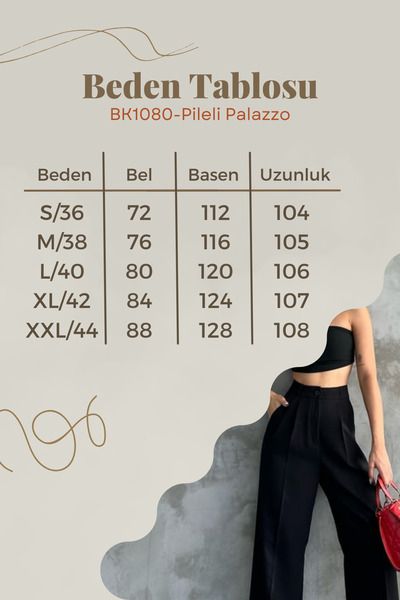 Balenbi Women's Pleated High Waist Wide Leg Stretch Fabric Palazzo Pants 1139