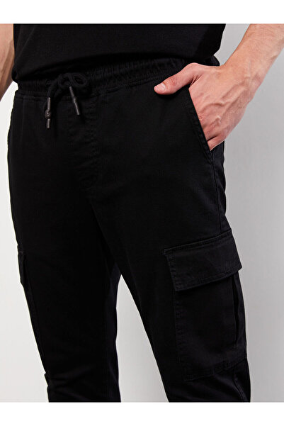 LC Waikiki Μαύρο ανδρικό παντελόνι Jogger Gabardine εφαρμοστό