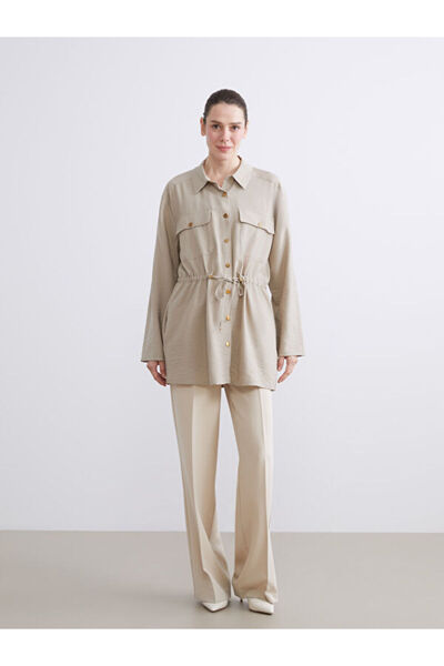 LC Waikiki Shirt Collar Gathered Women's Jacket