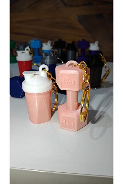 END Design مجموعة سلسلة مفاتيح رياضية بتصميم الدمبل والهزاز مع أصوات |   زينة حقيبة متعددة الألوان