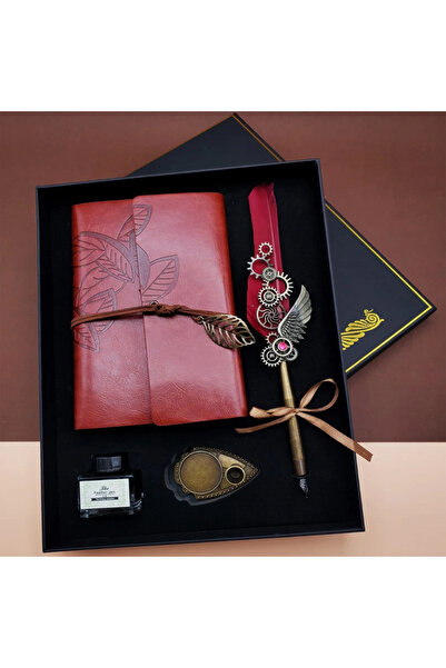 shopwave Divit Inkwell Notebook and Feather Pen Set