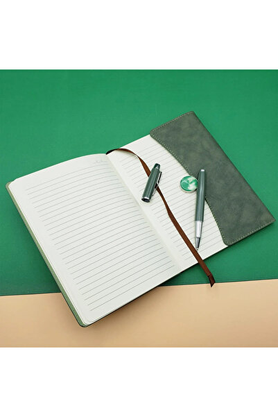 shopwave Special Boxed Leather Notebook and Rollerball Pen Set Green