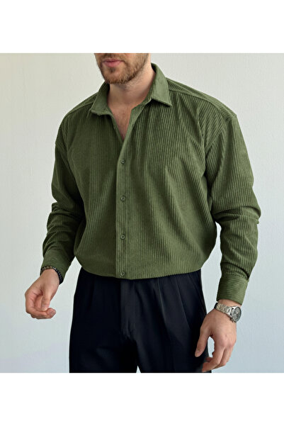 viperkombin Fitilli Kadife Gömlek Tok Yapılı Regular Kalıp Uzun Kollu