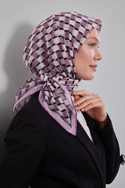 Levidor وشاح ناعم بنمط مكعبات بنفسجية