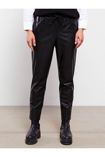 LC Waikiki Özmarka New Season Elastic Waist Straight Leather-Look Maternity Trousers