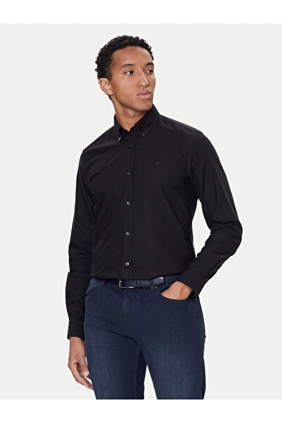 BOSS Erkek Normal Kalıp %100 Pamuklu Uzun Kollu Siyah Gömlek 50544917-001