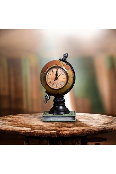 Sarego Retro Dünya Küre Masa Saati Nostaljik Dekoratif Antika Görünümlü Saat ...