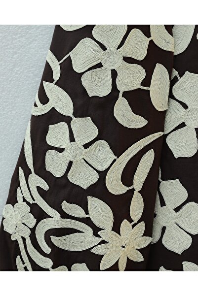 Modamorfo Lined Jacket with Embroidered Sleeves and Front -K. Brown