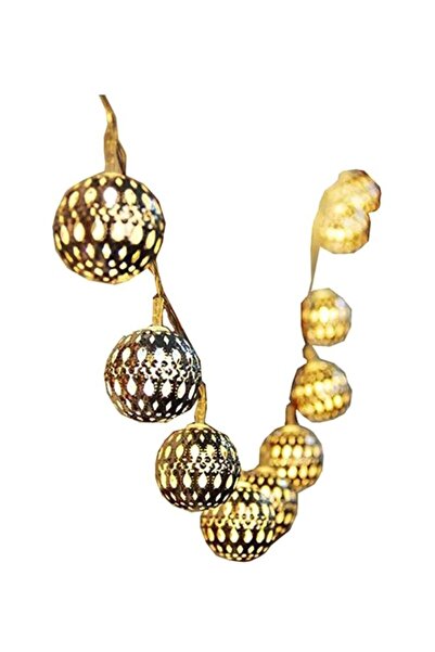 HALAMODO 20 سلسلة مصابيح LED كروية باللون الذهبي، أبعاد 9 × 8 سم.