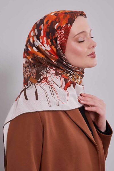 Levidor Coffee Mixed Floral Pattern Cotton Scarf