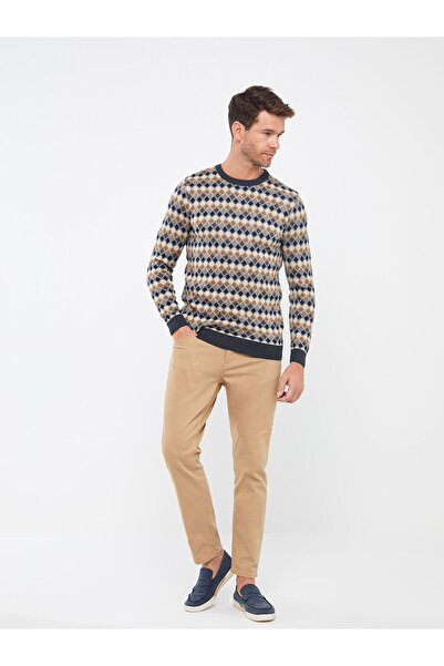 LC Waikiki LCWAIKIKI Klassischer Rundhals-Langarm-Strickpullover für Herren mit Muster