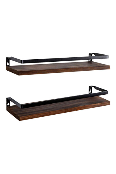 HALAMODO Wall Mounted Floating Shelves Set in Brown - Dimensions 44.00x11.00x...