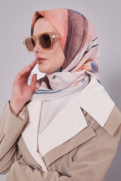 Levidor Salmon Abstract Pattern Cotton Scarf