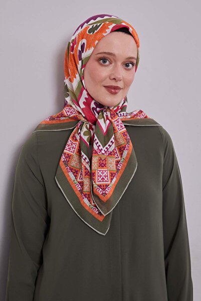 Levidor Khaki Ethnic Pattern Cotton Scarf