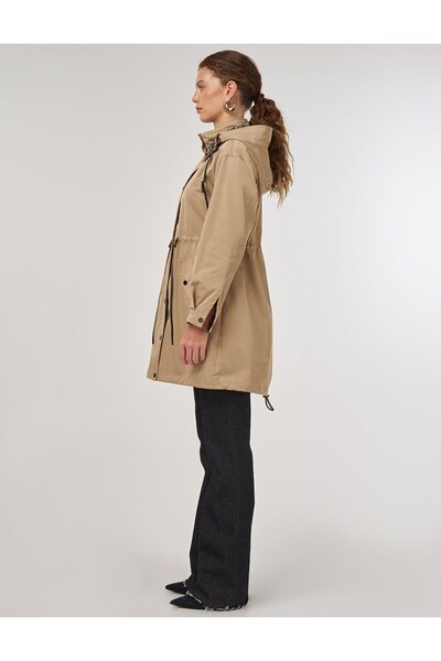 Kayra Bel Büzgülü Trençkot Açık Kahve