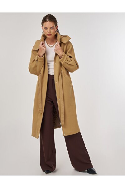 Kayra Hooded Kaşe Kaban Bitter Brown