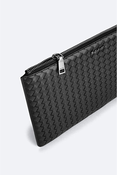 Avva Men's Black Double Zipper Handbag A52Y9107