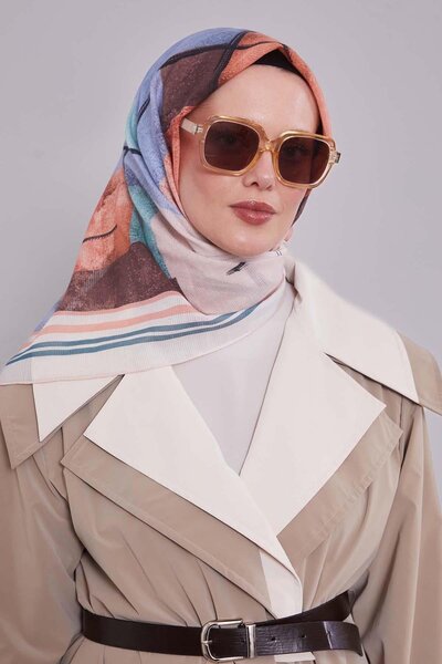 Levidor Salmon Abstract Pattern Cotton Scarf