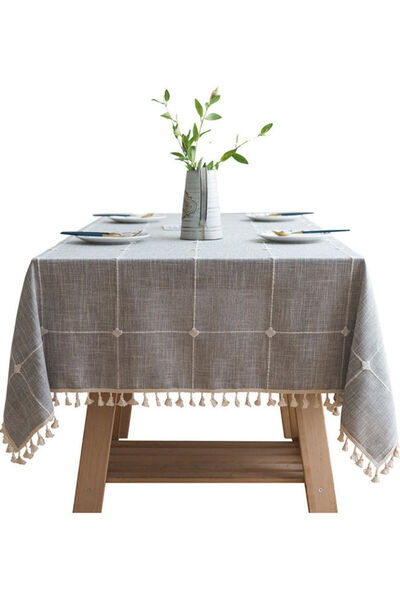 HALAMODO Grey and White 1-Piece Table Cover Set