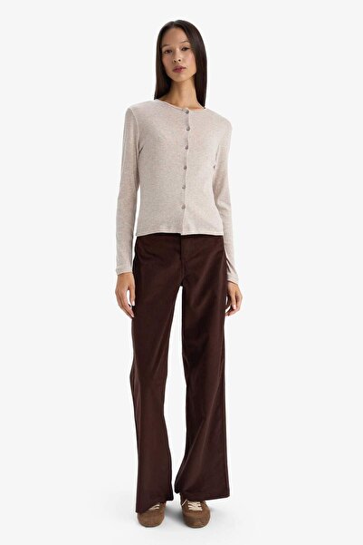 DeFacto Slim Fit Slim Fit V-Neck Ribbed Long Sleeve T-Shirt G6337Ax25Wn