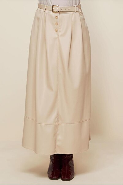 Alvina Belted Faux Leather Skirt 60716