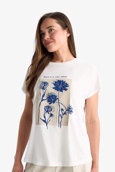 DeFacto Crew Neck Floral Short Sleeve T-Shirt E9875Ax25Au