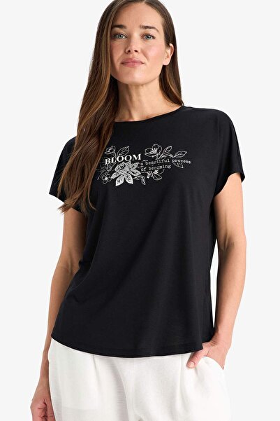 DeFacto Μπλουζάκι με λουλούδια με κοντό μανίκι E9875AX25AU