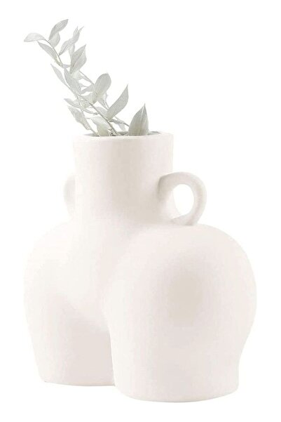 HALAMODO White Human Body Shape Flower Pot with Side Ring Handle One Size