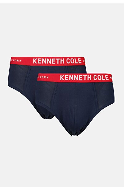 Kenneth Cole Men 2 Packs Brand Logo Brief Set, Navy