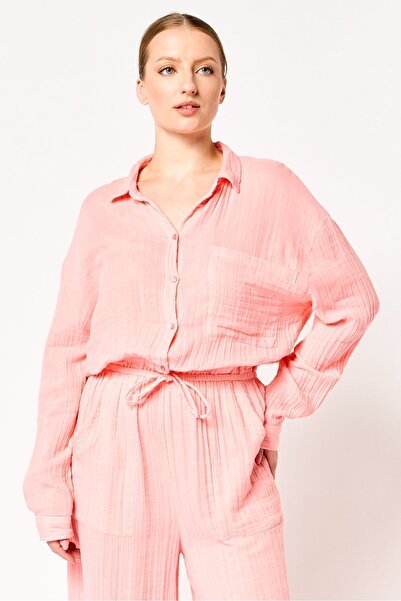 PROMOD Women Plain Long Sleeve Jumpsuit, Peach