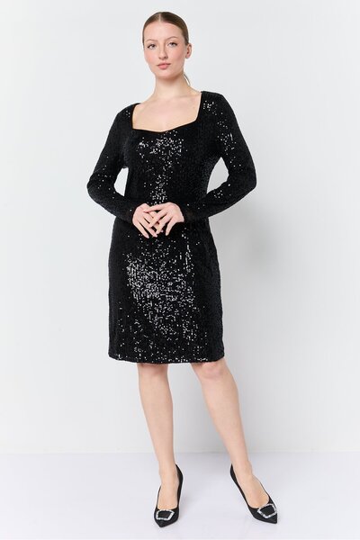 NANETTE LEPORE Women Metallic Midi Dress, Black