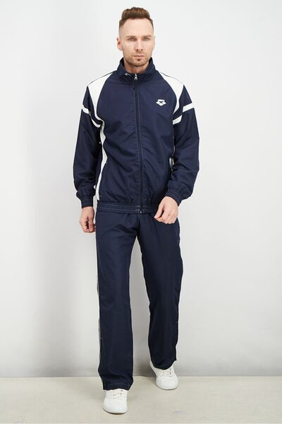 ARENA بدلة رياضية رجالية بقصّة عادية، باللون الأزرق الداكن والأبيض