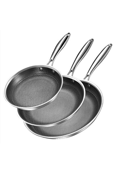 sharpdo Three-Piece Cookware Set (26/28/30 Cm) - High-Quality Non-stick Stainless Steel Cookware