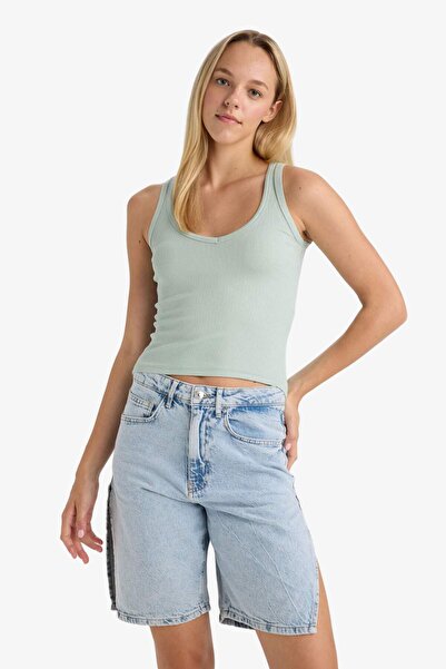 DeFacto Fitted V-Neck Ribbed Camisole Tank Top G1346Ax25Au