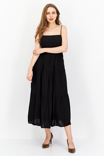 Aqua Women Solid Midi Dress, Black