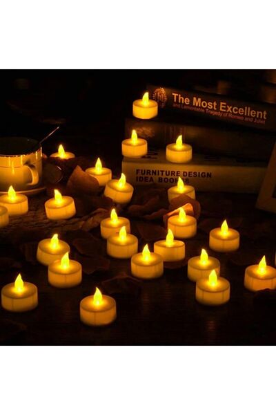 HALAMODO 24-Pack LED Ivory Flameless Tea Light Candles with Batteries