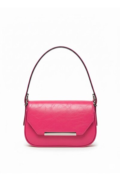 Global Fuşya Baget Omuz Çantası – Metal Detaylı Şık Model