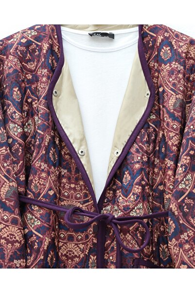 Modamorfo Double Pocket Snap Button Quilted Jacket - Purple