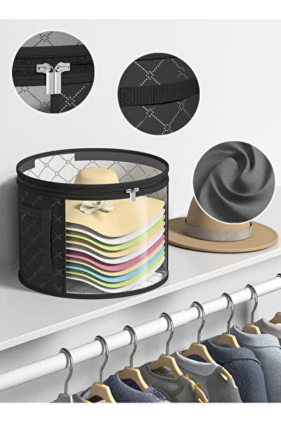 Generic Transparent Hat Storage Bag, Durable Foldable Hat Storage Box with Reinforced Handles, Zipper