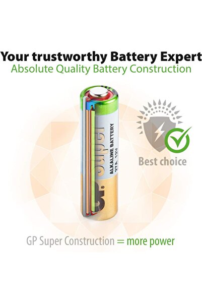 GP High-Voltage Alkaline Batteries 27A MN27 Pack of 5 12.0V