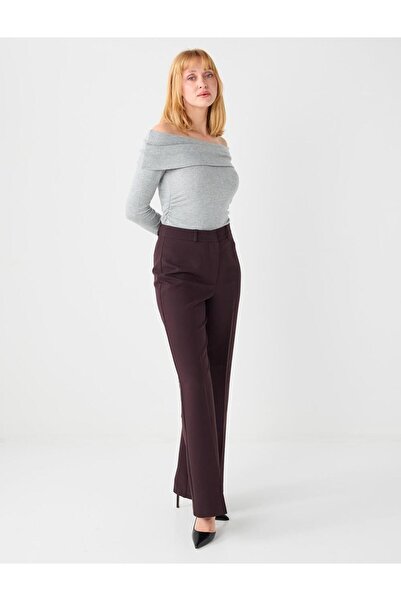 Jimmy Key Acı Kahve Bol Kesim Bol Paça Normal Bel Dokuma Pantolon