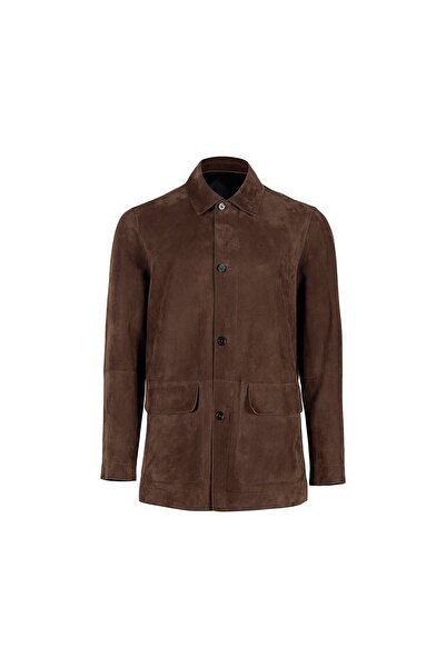 Desa Anoki Brown Men's Double-Sided Suede Leather Coat
