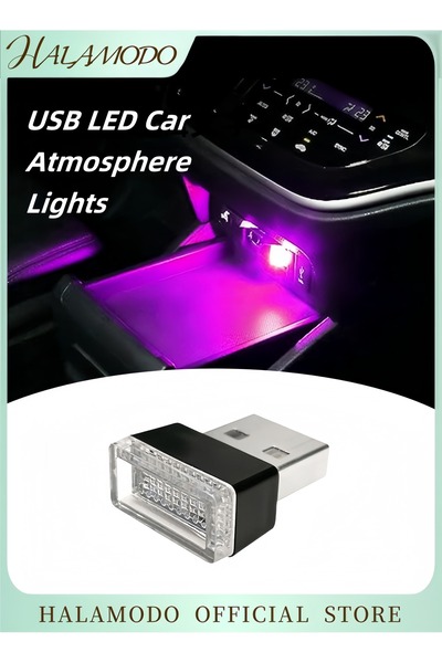 HALAMODO 1PC USB LED Car Interior Atmosphere Lights Mini Plug-in USB Decor Night Light Portable Auto Ambient