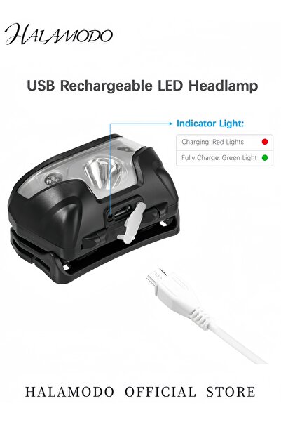 HALAMODO Headlamp Flashlight USB Rechargeable Super Bright White Led Glare Low Light