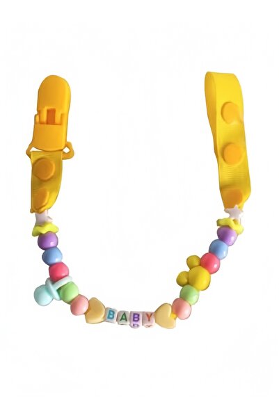 HALAMODO لعبة عضاضة على شكل سلسلة مصاصة للأطفال مصنوعة من الخرز باللون الأصفر...